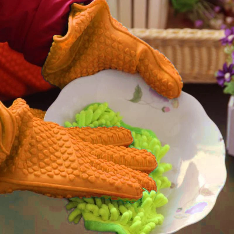 Кухонные термостойкие силиконовые перчатки держатель для посуды духовки