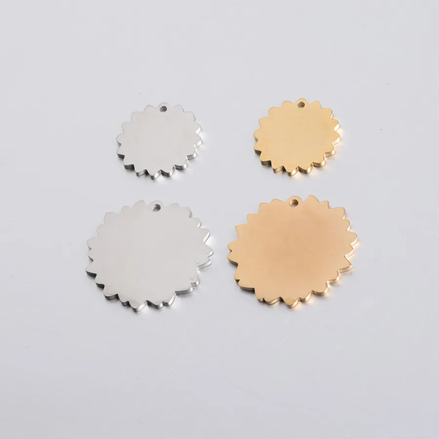 

50pc 18/25mm Stainless Steel Mirror Polished Blank Bloom Flower Charm for DIY Necklace Handmade Craft Wholesale