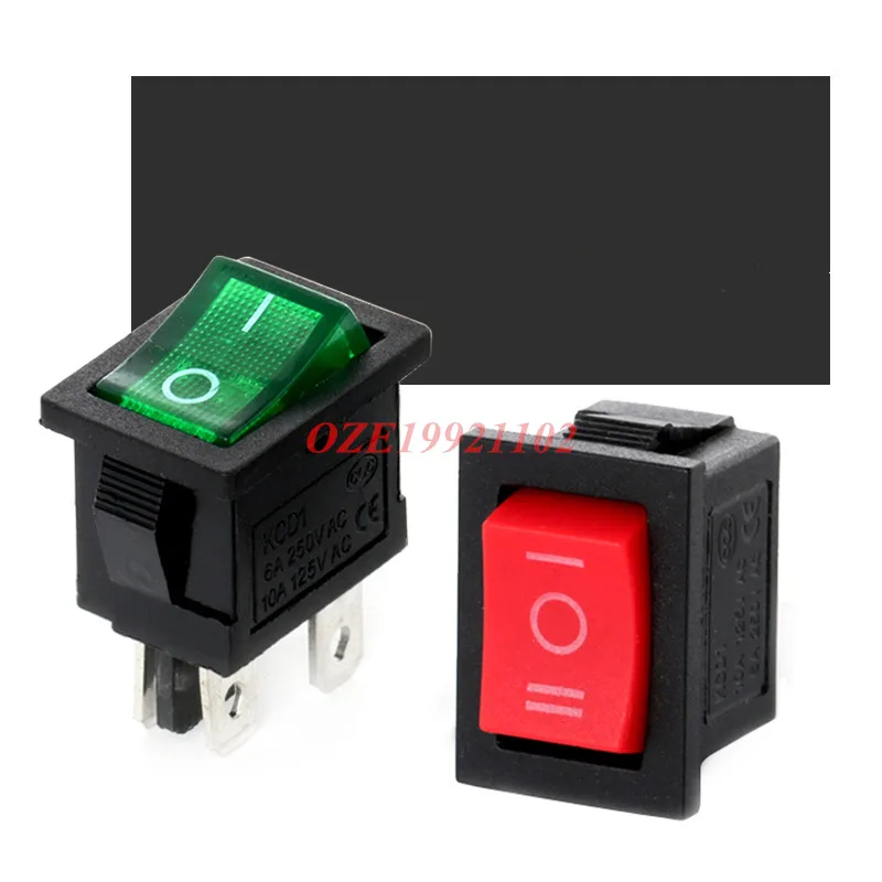 KCD1 2PIin 3Pin 4pin 6pin Лодка Автомобильный кулисный переключатель 6A/10A 250 В/125 В переменного тока красный желтый зеленый синий черный кнопка 2 / 3 положения