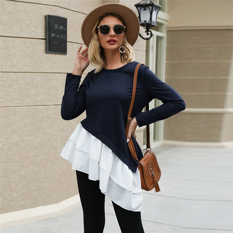 Женский пуловер с длинным рукавом повседневный облегающий большого размера