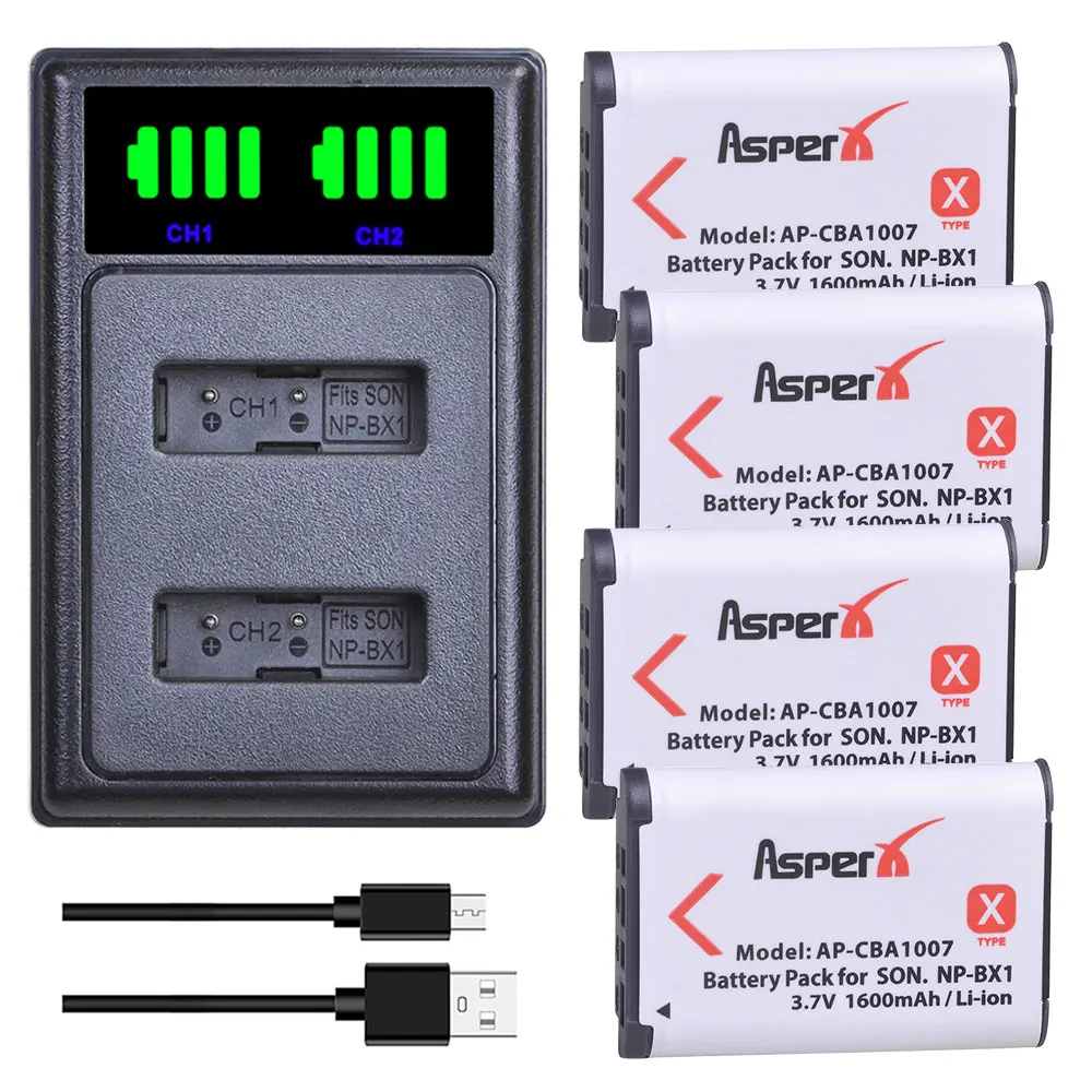 

Аккумулятор и зарядное устройство для камеры 4x NP BX1 NP-BX1 NPBX1 для Sony DSC-RX100 IV HX300 WX300 DSC-WX500 X3000R MV1 AS30V