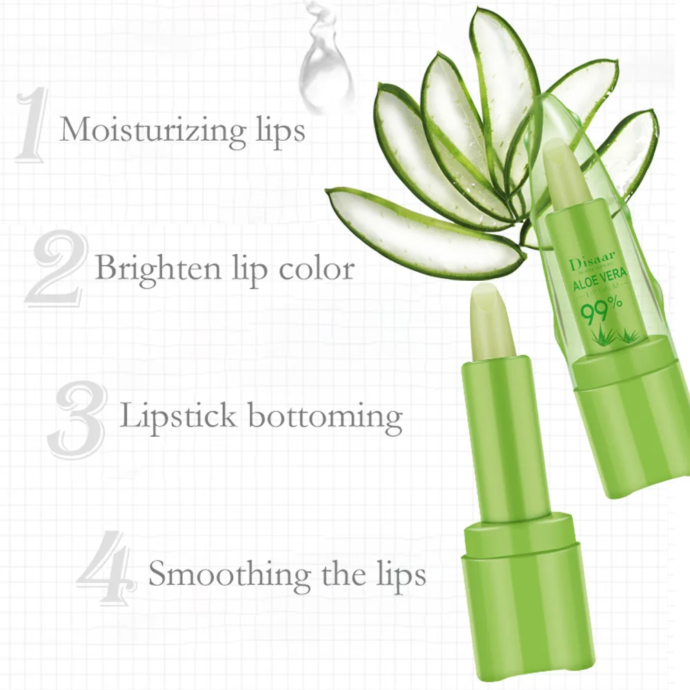 

99% Aloe Lip Balm Moisturizing Brighten Fades Lip Lines Lipstick Primer Smoothes Nourishing Lip Skin Care Korean Cosmetics 4ml