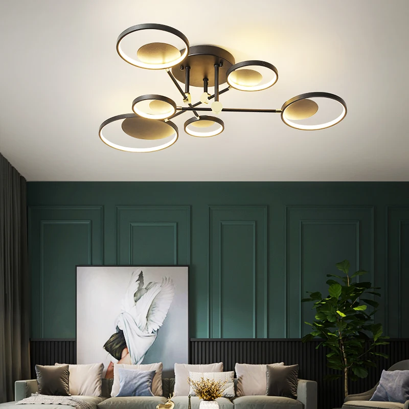 

Nordic LED Ceiling Lamp New Modern Living Room Bedroom Kitchen Dimming Creative Circle Control Lighting Fixtures