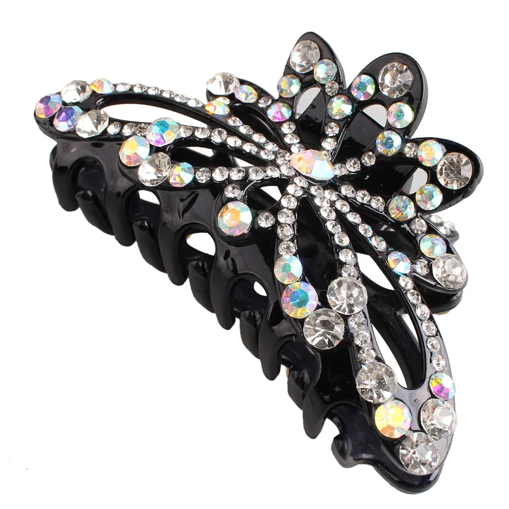 

Women Colorful Rhinestone Hair Claw Shining Crystal Vintage Barrettes Headwear Blingbling Hairpin Clamp Ladies Hair Accessories