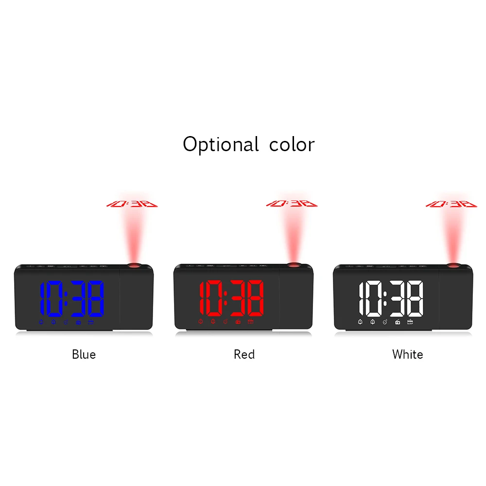 Цифровые часы Светодиодный проекционный будильник с регулируемой яркостью FM