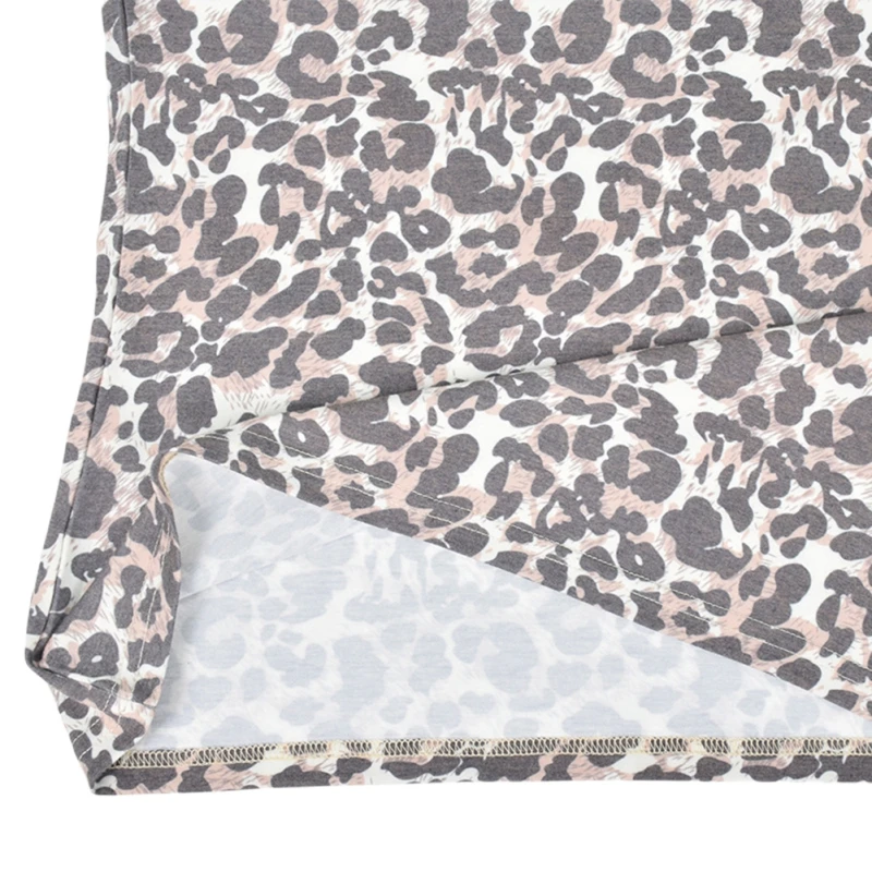 

Summer Contrast Leopard Print Base T-Shirt for Women Fashion Sequin Female Short Sleeve O-neck Tops