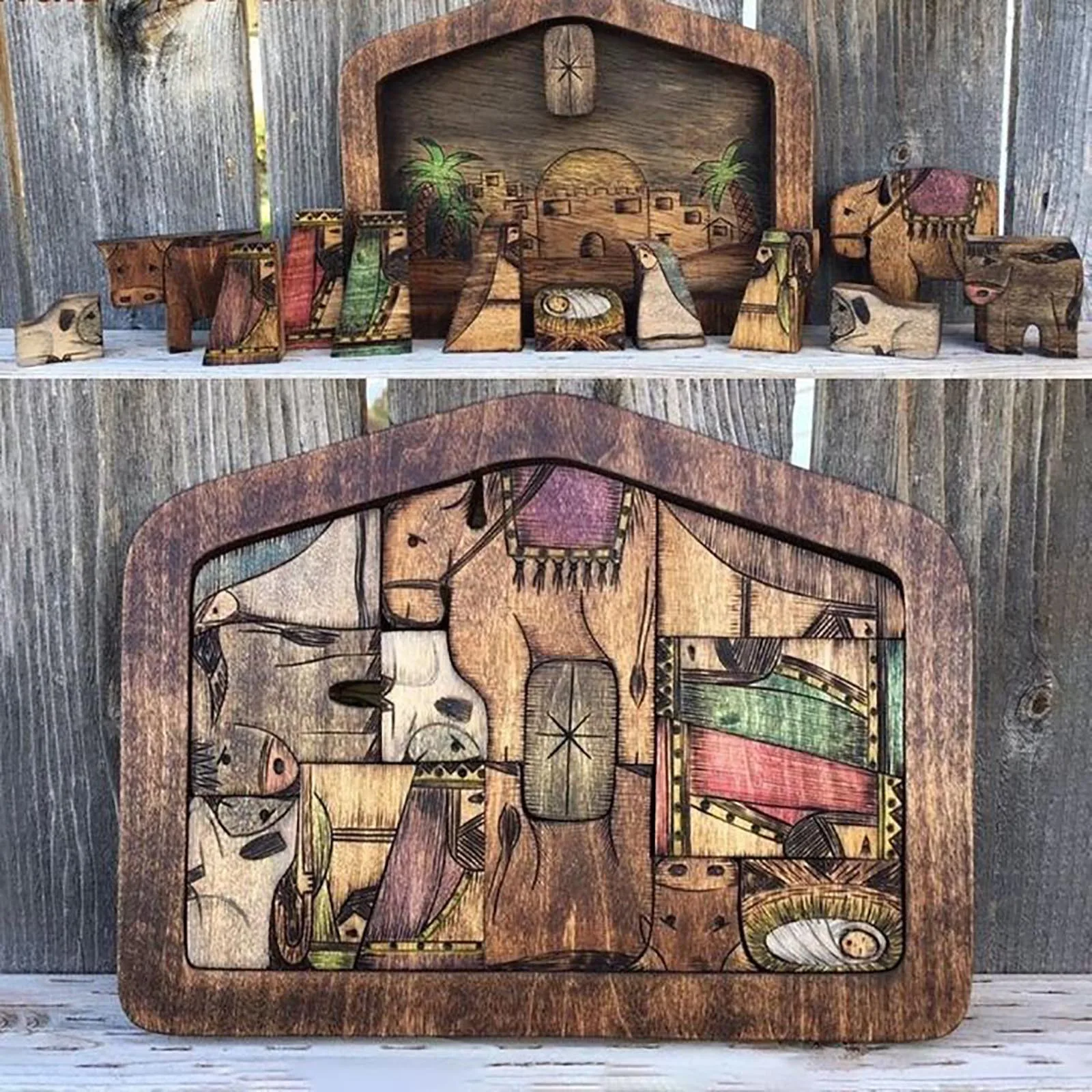 

Wooden Jesus Puzzles Nativity Set Nativity Puzzle With Wood Burned Design Jigsaw Puzzle Game For Adults And Kids Desk Figurines