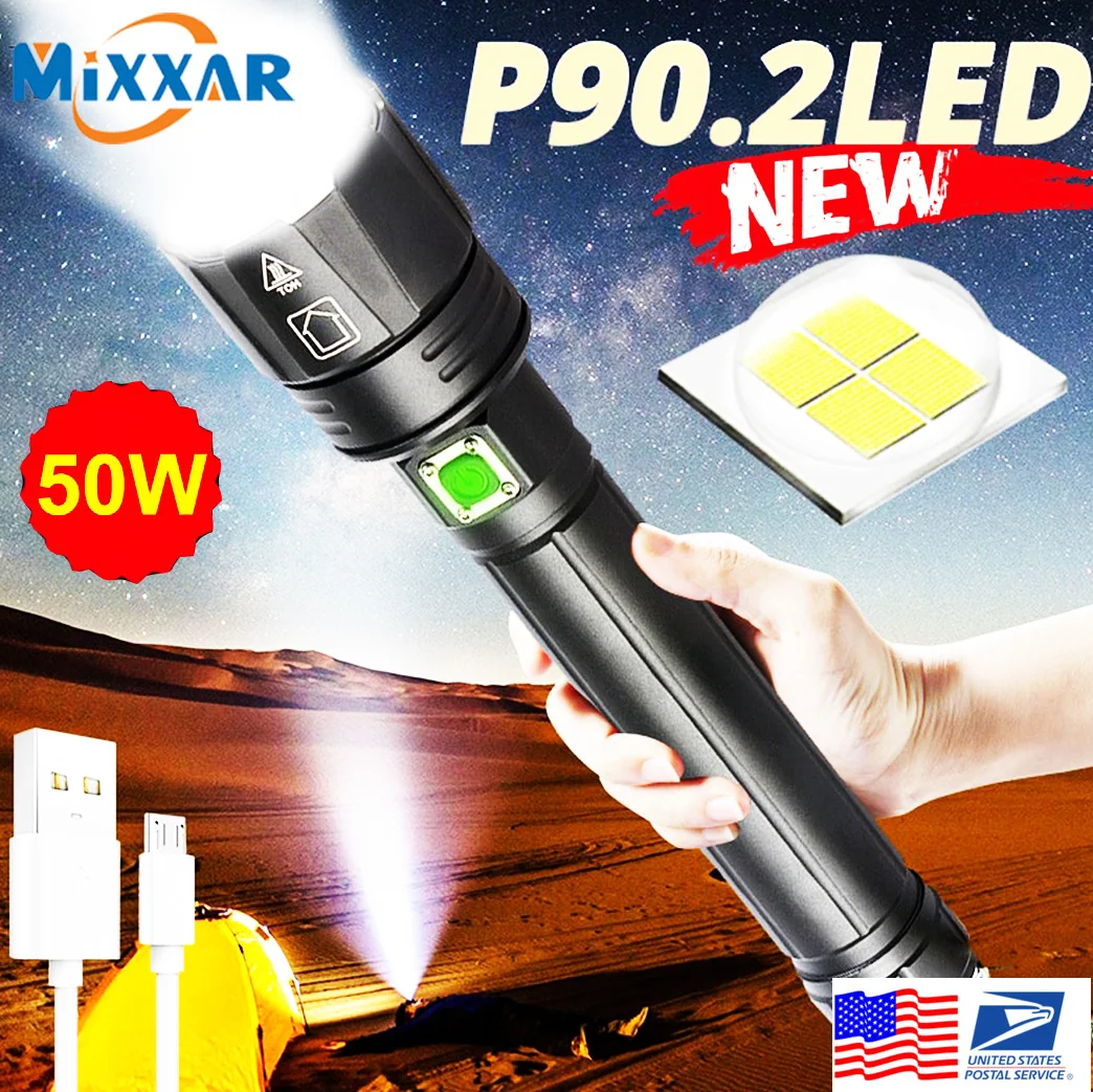 

EZK20 дропшиппинг XHP90.2 светодиодный светильник вспышки 2020 Новый 26650 USB Перезаряжаемый XHP70 Тактический светильник 18650 Zoom Camp водонепроницаемый фонарь
