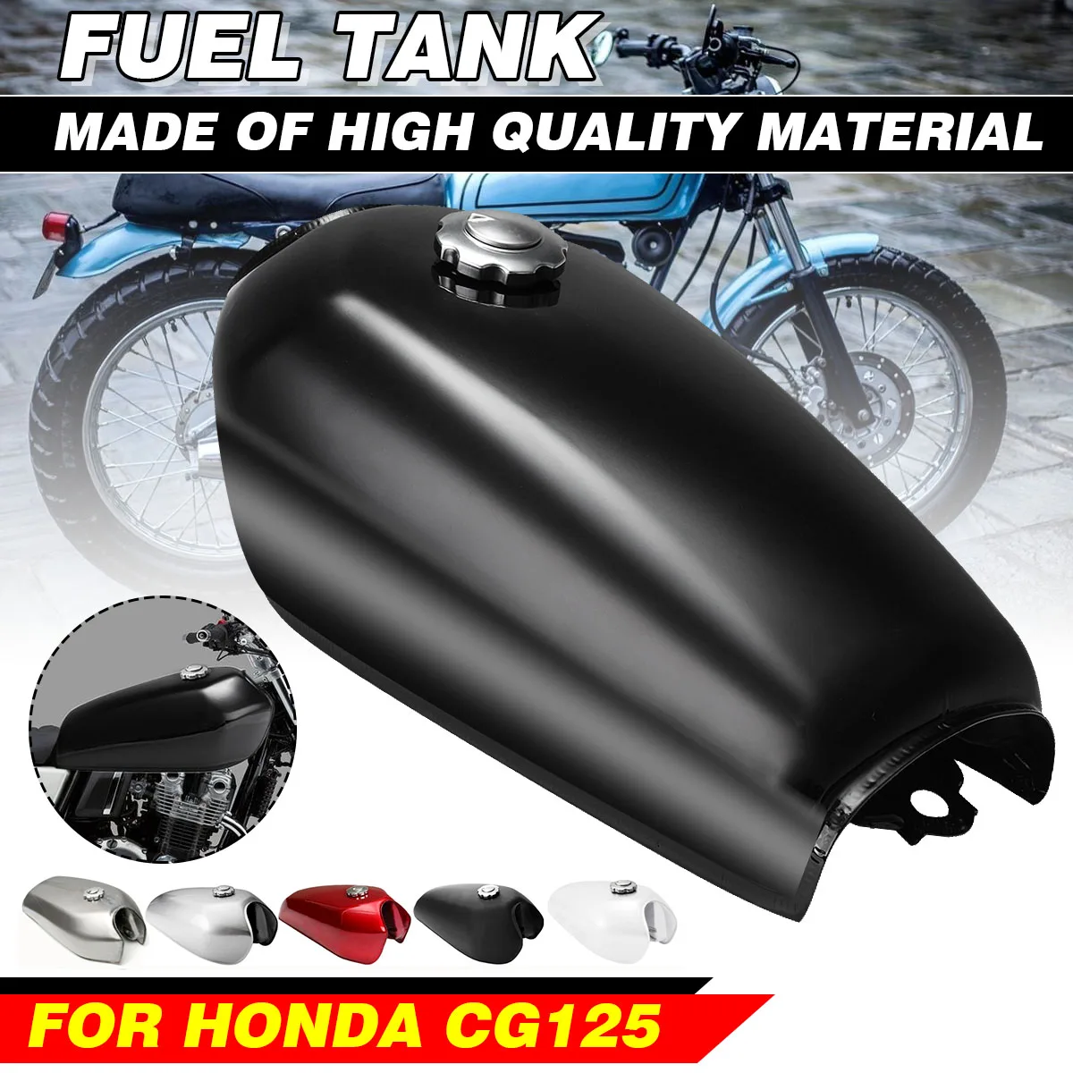 

9L 2.4Gal Motorcycle Gas Tank Cafe Racer Vintage Oil Fuel Tank with Cap Switch For Honda CG125 CG125S CG250