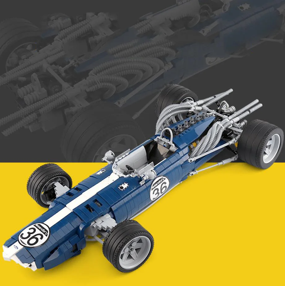 

Technical Classic Blue sonic ford F1 racing car moc building block assemble model vehicle steam brick toy collection for gifts