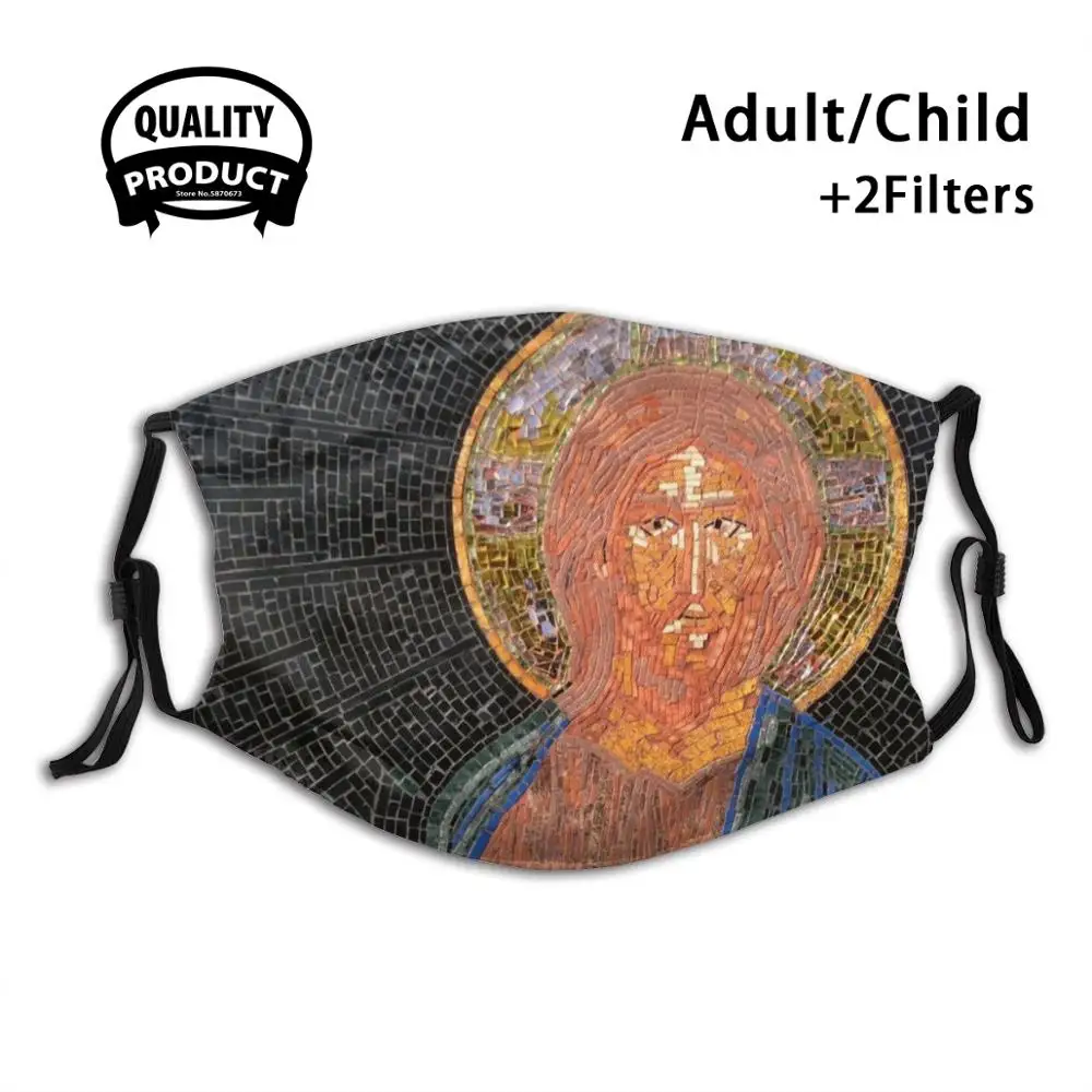 

Christos Anti Dust Face Mask Washable Filter ReusableMosaic Christ Icon Byzantine Greek Orthodox