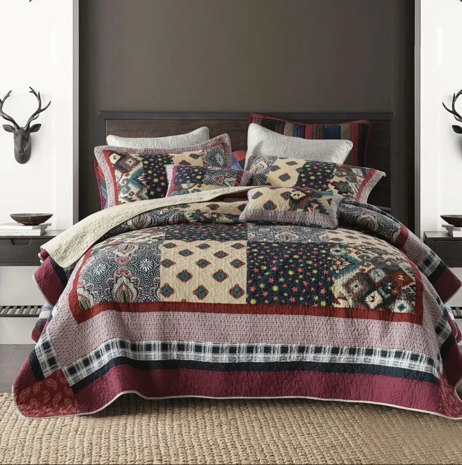 

Набор из 3 стеганых одеял CHAUSUB из лоскутное покрывало хлопка в американском стиле, покрывало на кровать наволочка King одеяло для кровати разм...