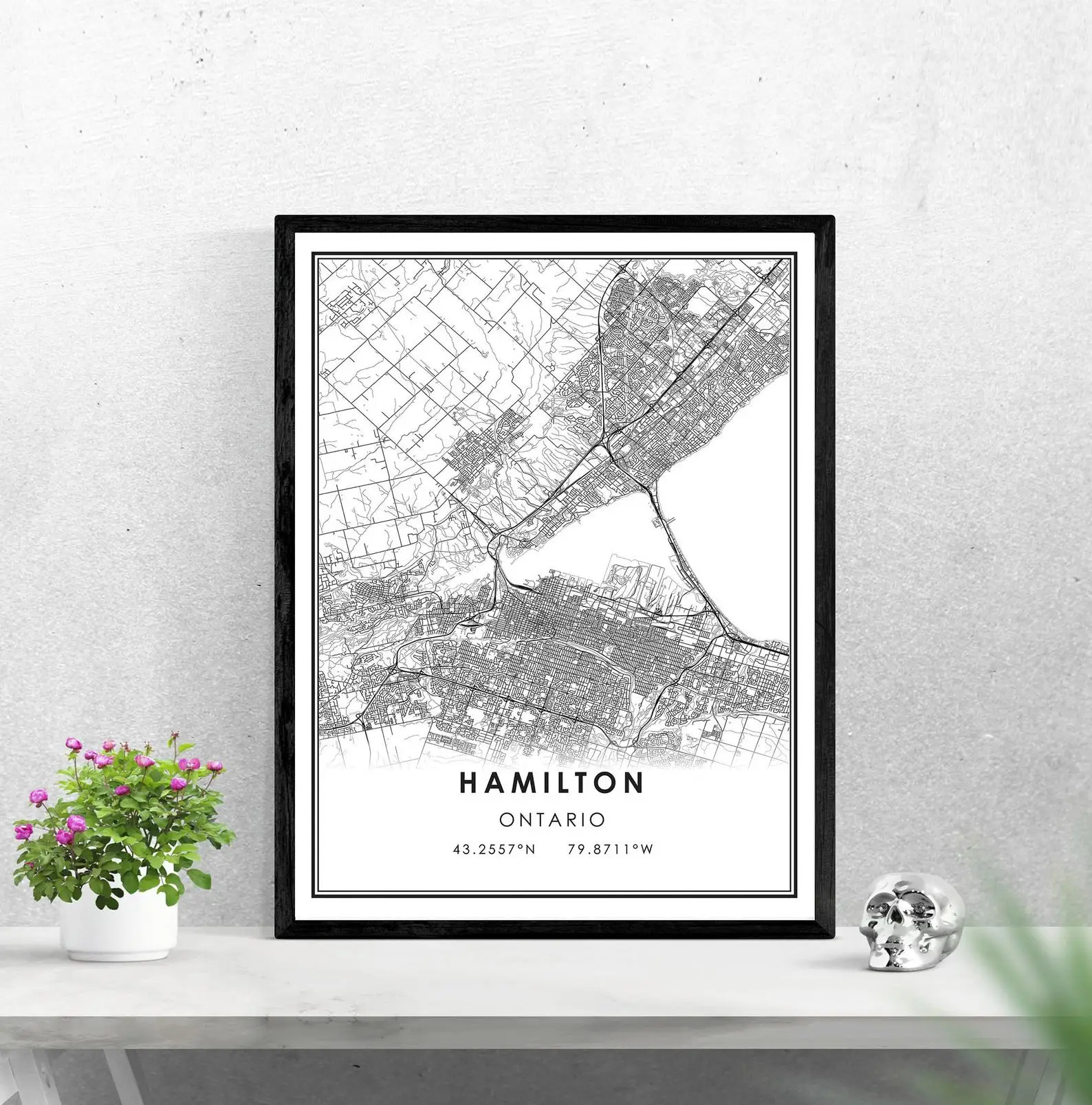Hamilton Ontario map print poster canvas | Canada city Painting &amp Calligraphy