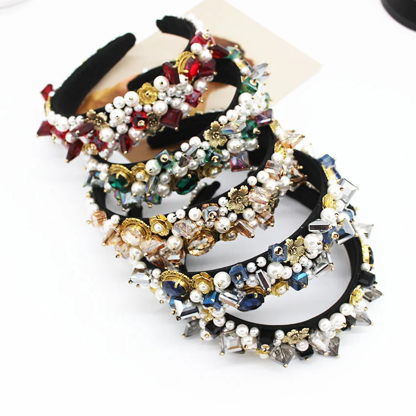 

Baroque headband fashion temperament prom personality exaggerated palace geometric crystal full diamond hair accessories bridal