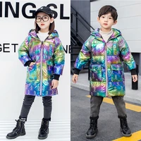 kids winter jacket for girls bright medium length style dazzle color thicken winter coat hooded white duck down outwear jacket
