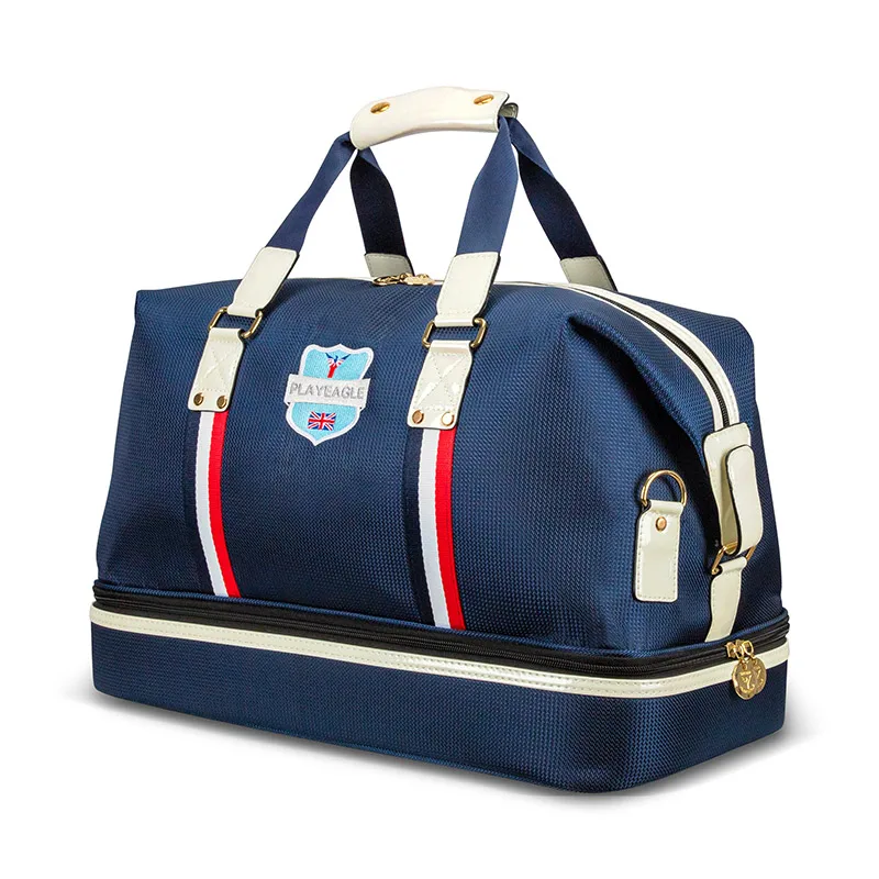 PLAYEAGLE Boston Bag British Style Double Layer Solid Bottom Waterproof Nylon Large Capacity Golf Boston Bag
