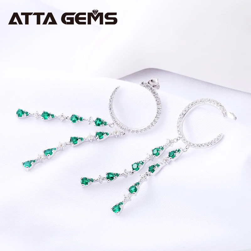 Женские серьги из серебра пробы с изумрудом|Серьги-подвески| |