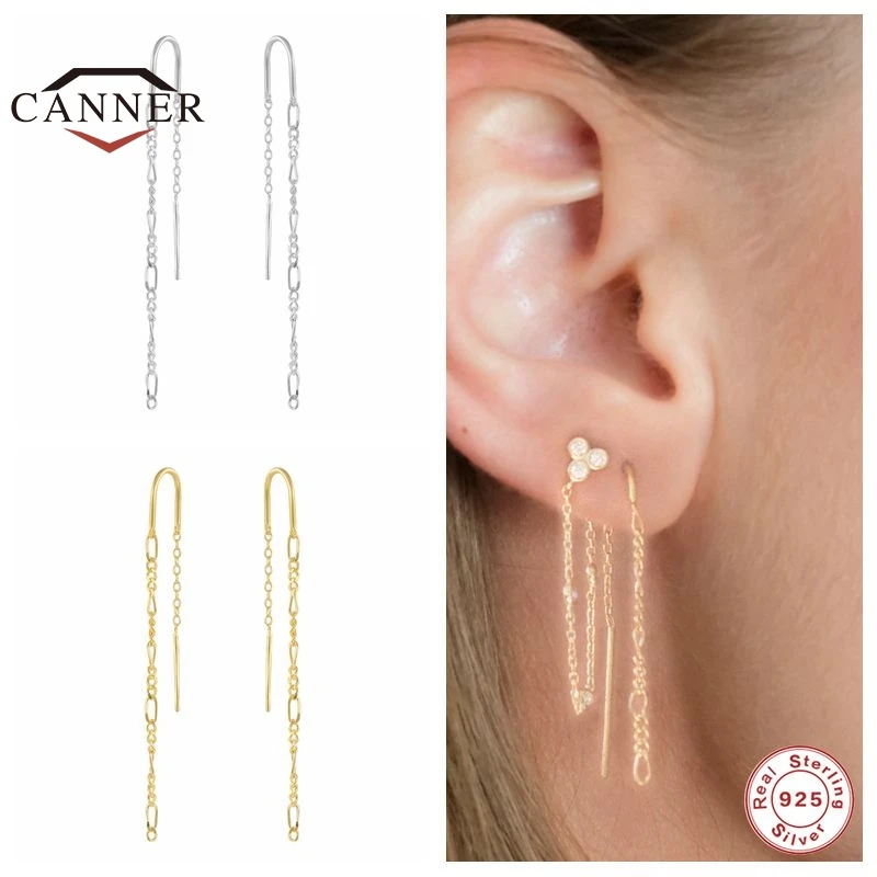 

Автоклав 100% стерлингового серебра 925 заклепки; Со стразами; С бахромой на цепочке, серьги-гвоздики для женщин Пирсинг Серьга ювелирных издел...