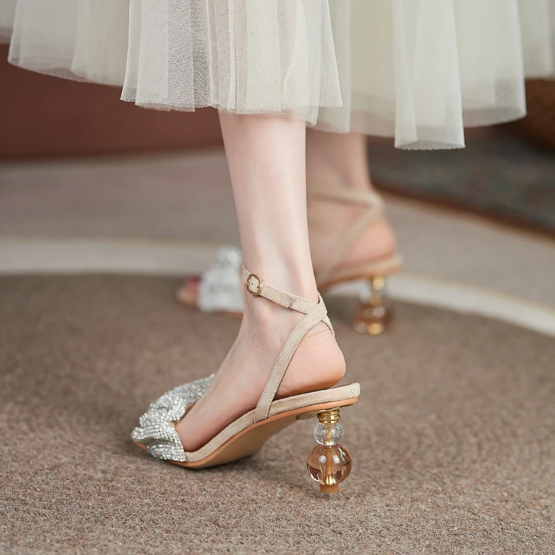 

ZVQ summer New Style Woman Sandals Leisure Fashion Hot drilling Concise Comfortable Square Toe office lady banquet lovely sweet