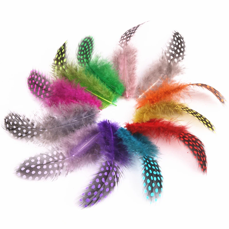 

Natural Unique Polka Dot Dyed Guinea Hen Plumage Feathers for Crafts Pearl Spotted Pheasant Feathers Plumas Carnaval Decoration
