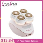 Женский Электрический эпилятор SPESHE с четырьмя головками, безболезненный портативный эпилятор для удаления волос, бритва, водостойкие бритвы с USB-зарядкой