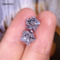 s925 snowflake sterling silver diamonds earrings for women christmas party fine jewelry classic silver earrings earrings women