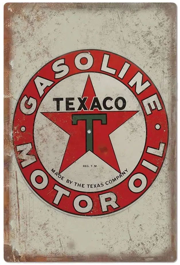 

Original Retro Design Tin Metal Wall Art Signs, Gasoline Motor Oil Thick Tinplate Print Poster Wall Decoration for Garage