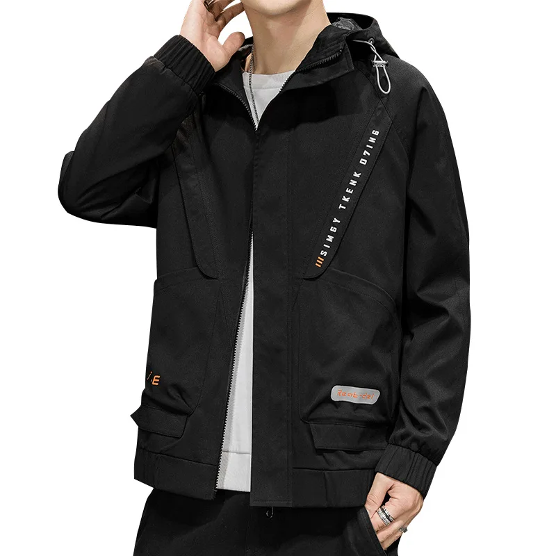 

2021 Spring New Men Casual Thin Coat Jackets Korean Trend Hooded Top AF-J139