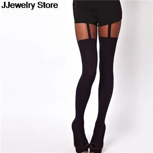 1 пара модных Сексуальное Черное Трикотажное нижнее белье в виде поддельные