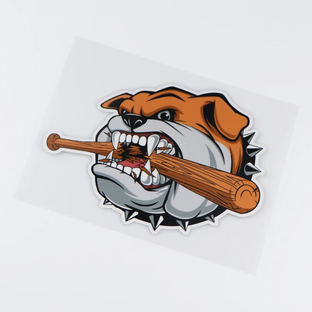 YOJA 16.5X13CM Angry Bulldog Biting Stick Car Sticker Funny Colour Vinyl Decals Cartoon Dog ZT3-0095 | Автомобили и мотоциклы