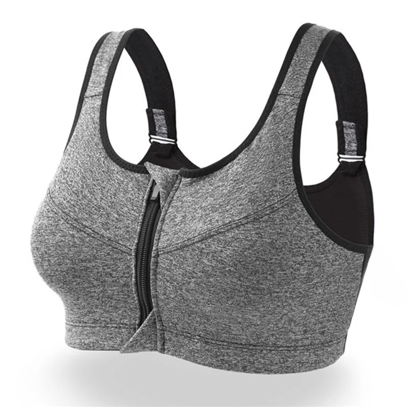 

Women Bras Zipper Breathable Anti-sweat Bra Yoga Vest Padded Push Up Tank Tops Running Gym Fitness Workout Top Plus Size