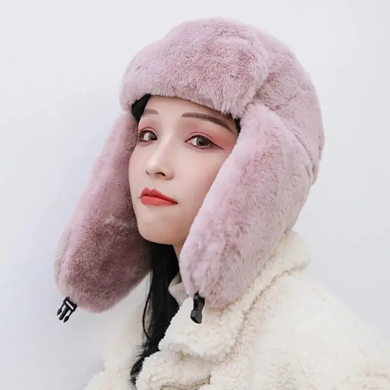 

Женские зимние шапки-бомберы, шапка пилота, охотника, тропера, женская теплая утепленная шапка из искусственного меха с ушами для снега
