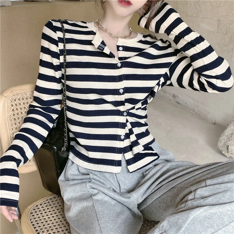 

Oversized Pullovers Casual Fashion Suit Women's Fashionable Westernized Striped Sweater Autumn Leggings Two-piece Set
