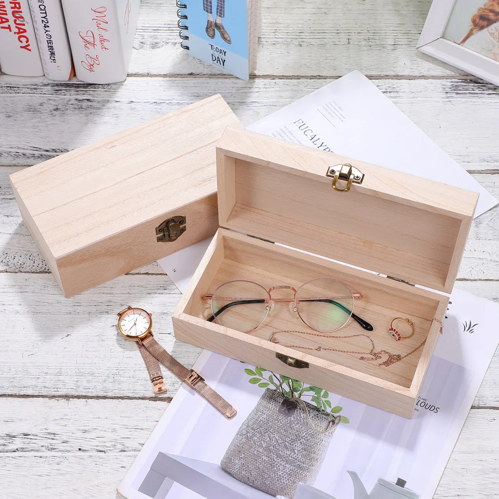 

1 Set 2Pcs Retro Wooden Gift Packing Boxes Creative Oblong Gift Storage Boxes