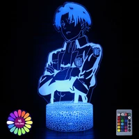 acrylic table lamp anime attack on titan for home room decor light kid child gift captain levi ackerman figure led night lights
