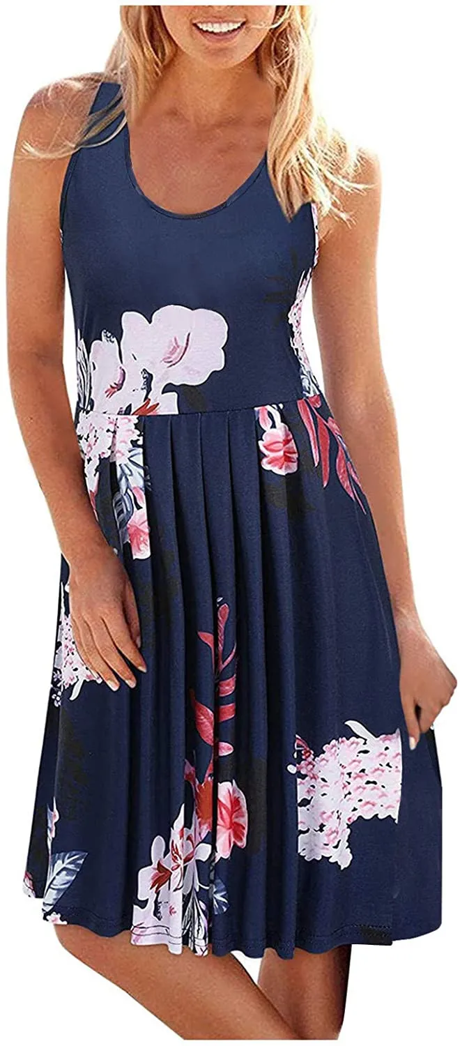 

Leopard Printed Sleeveless Dress Women O Neck Boho Beach Dresses Daily Holidy 2021 Sundress Summer Casual Dresses for Women New