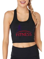 running fitness print crop tank womens yoga sports workout crop top gym tops