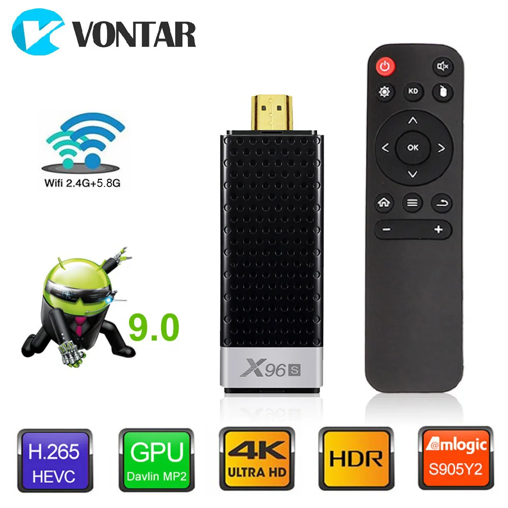 VONTAR X96S 4K ТВ-карта Android 9,0 4 ГБ 32 ГБ четырехъядерный процессор Amlogic S905Y2 Wifi BT4.2 1080P H.265 ТВ-ключ Мини Смарт Android9