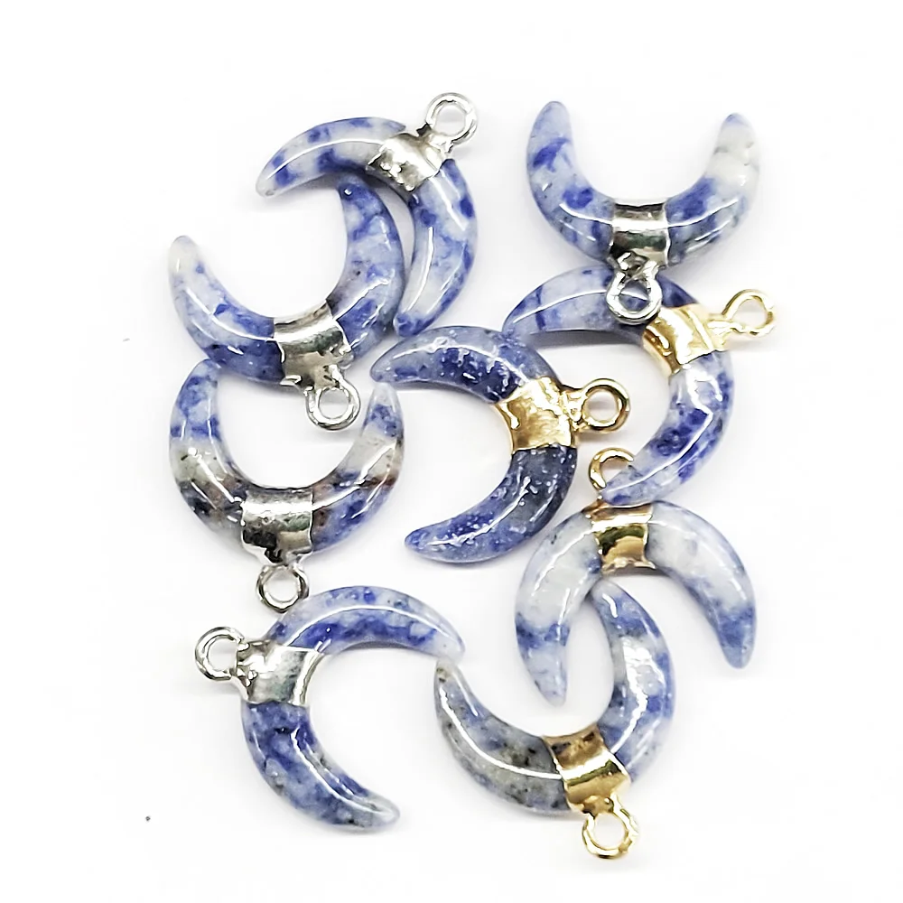 

Natural Stone Sands Moon-shaped Pendant 16x17mm Charm Golden Malachite Horns for Jewelry DIY Necklace Bracelet Ear Accessories