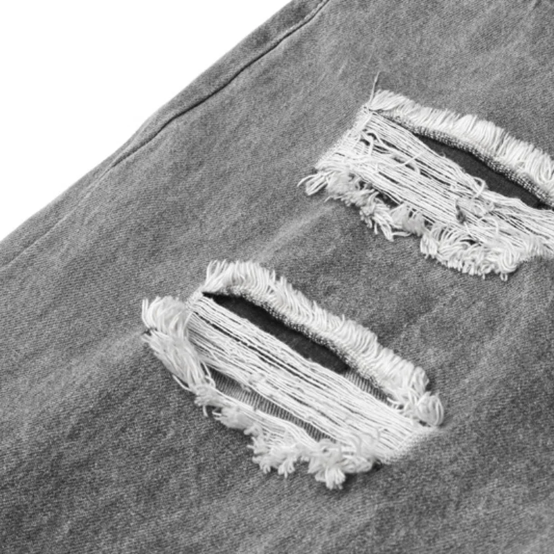 2021 Color Block Patchwork Hole Ripped Punk Men Hip Hop Jeans Baggy Pants Retro Washed Loose Straight Denim Trousers Moda Hombre