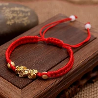handmade red rope bracelet unisex wristband gold black pixiu wealth and good luck women bracelet wealth good luck jewelry gift