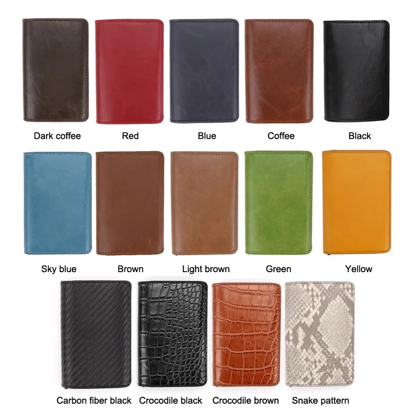 Новинка автоматический выдвижной мужской кожаный держатель для кредитных карт