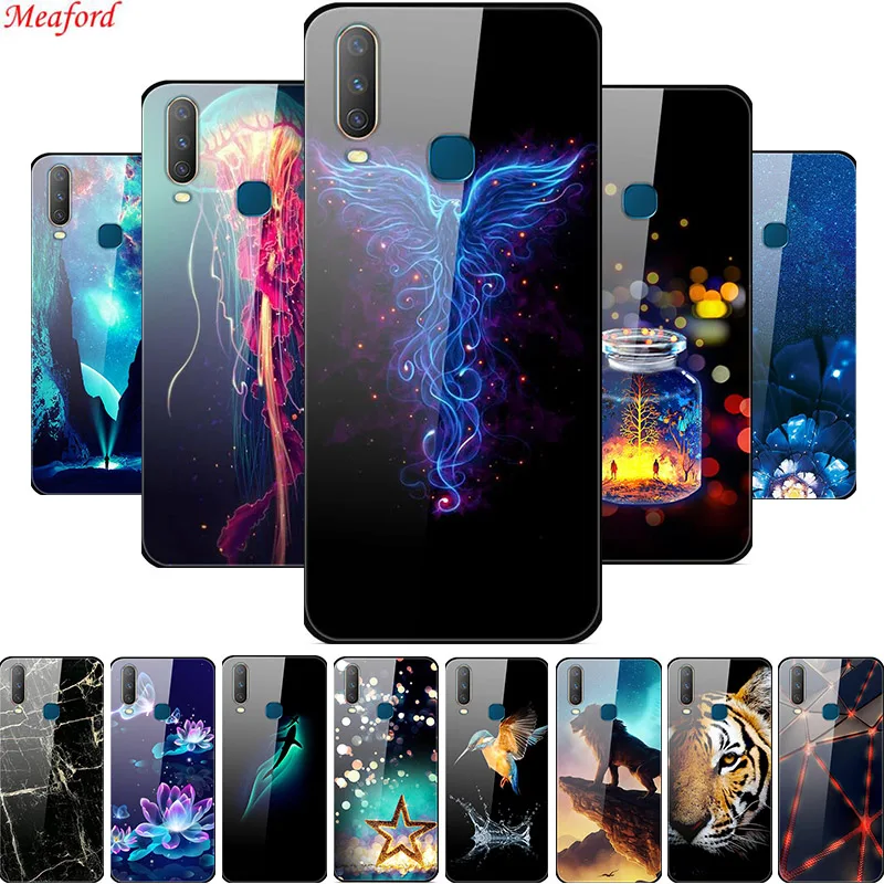 Чехол из закаленного стекла для Vivo Y17, чехол, жесткая задняя крышка для Vivo Y15, чехол для Vivo Y12, чехол из ТПУ, бампер для Vivo Y3, чехол, Funda