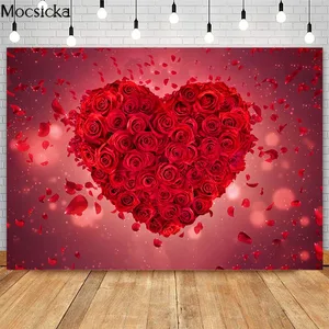 Mocsicka День Святого Валентина красная роза любовь сердце фотография фоны Свадьба невесты душ фото реквизит фон для студийной будки