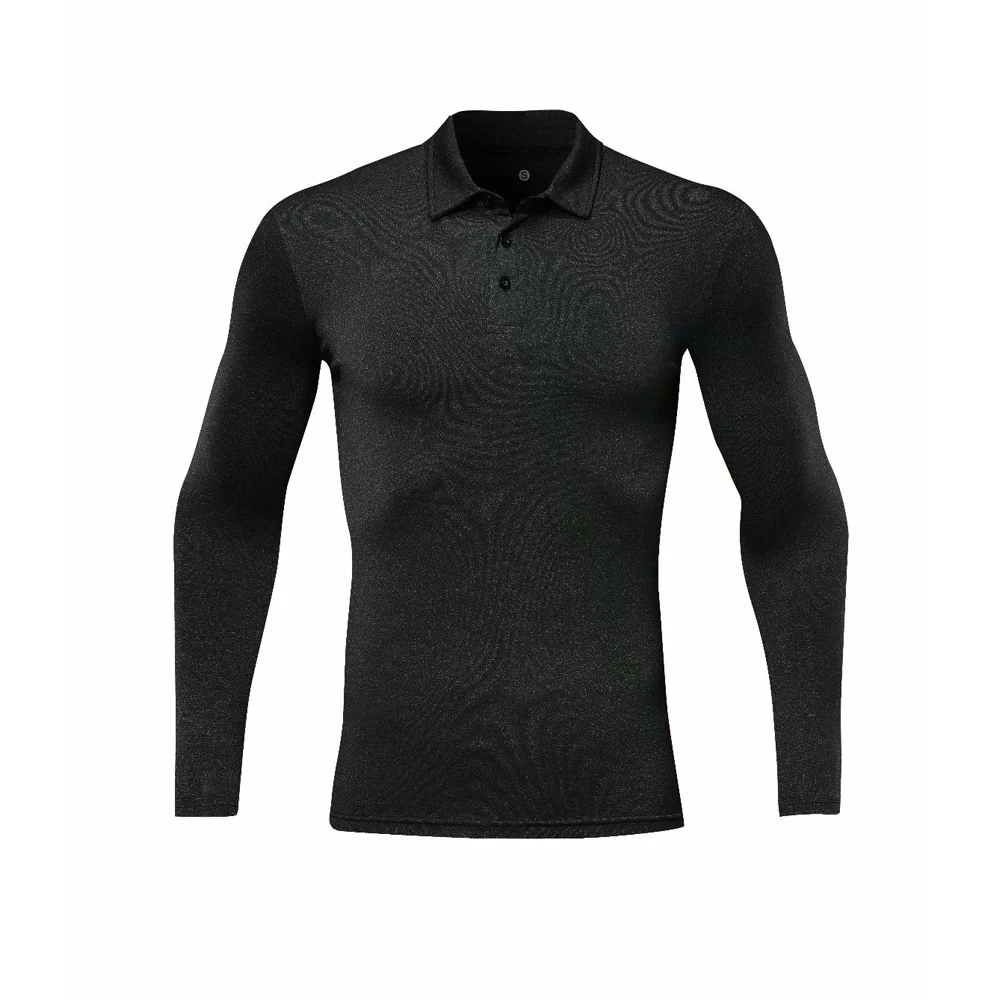 Мужская дышащая тонкая рубашка поло с длинным рукавом для бега быстросохнущая