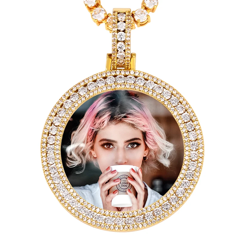 

Новинка, сделанное по индивидуальному заказу, ожерелье с медальонами, кулон с кубическим цирконием AAA Lced Out, мужские ювелирные изделия в стил...