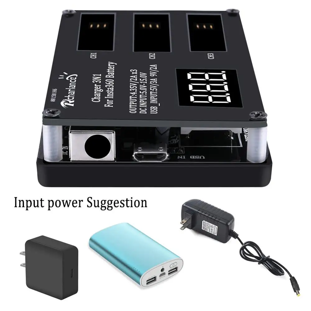 3 в 1 микро USB зарядное устройство для InstaHiMISS60 ONE X панорамная камера 60 минут Быстрая