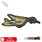 Вышитая нашивка с золотыми перьями для украшения одежды, термоклейкие значки, нагрудная наклейка, модные аксессуары для байкера и мотоцикла