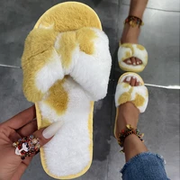 winter warm fluffy slippers women cozy faux fur indoor flat slides soft furry shoes woman home slippers female flip flops