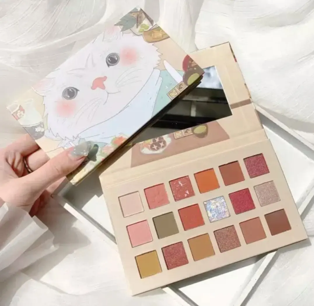 

Cartoon Eyeshadow 18 Color Cat Eyeshadow Palette Ins Super Fire Pearlescent Waterproof And Sweat Proof Long-lasting Colorful